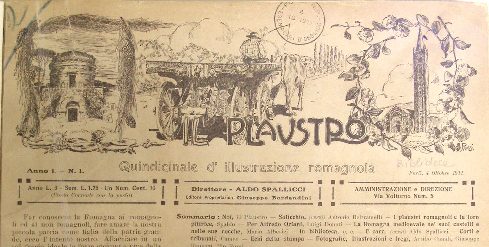 Il primo numero de "Il Plaustro". Quattro ottobre 1911.
