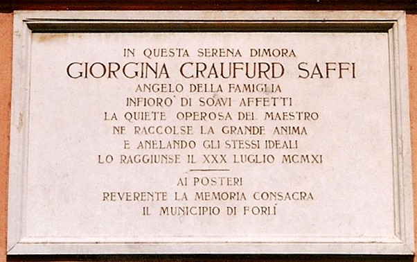 Villa Saffi, lapide commemorativa