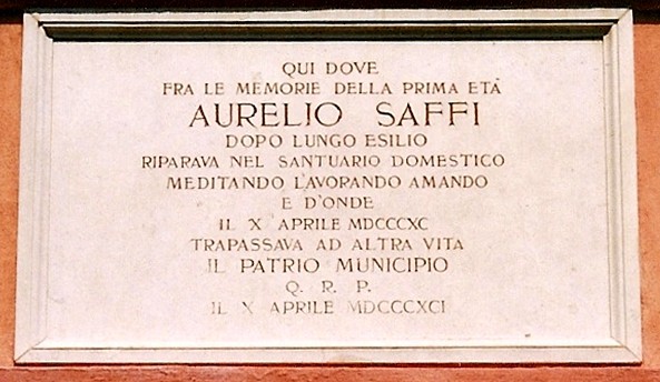 Villa Saffi, lapide commemorativa