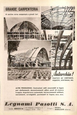 Una vecchia pubblicità della Legnami Pasotti, l'azienda che realizzò negli anni '60 la scuola prefabbricata dei Romiti e di Villafranca