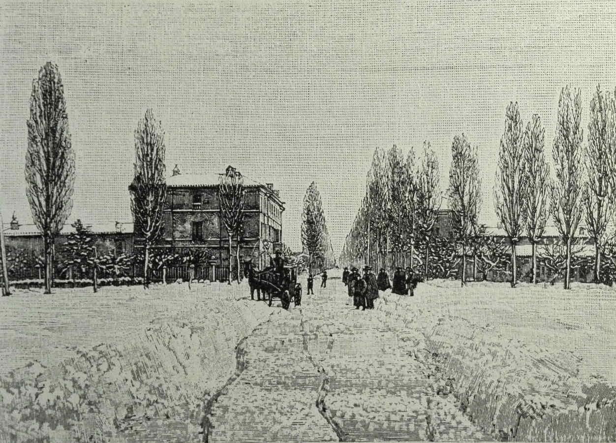 "Via Emilia da piazza del Nord". Oggi si direbbe: "Viale Roma da piazzale Della Vittoria". Immagine tratta da: "Le Cento Città D'Italia" 1889. Raccolta privata.